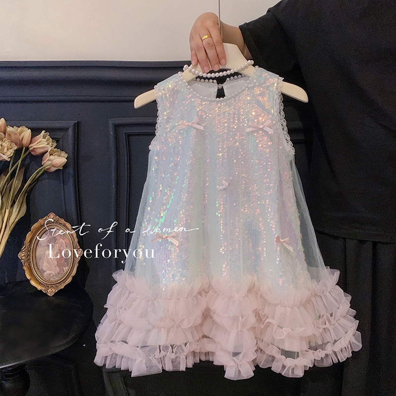 Baby Clothing High End - Dziewczęca sukienka letnia nowa dziecięca motylkowa