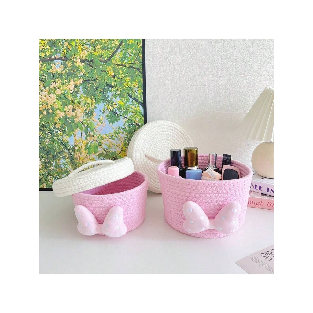 Baby Clothing Basket - Ręcznie robiony pleciony koszyk z bawełnianą