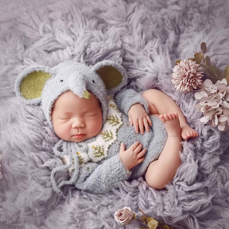 Baby Clothing Elephant - Rekwizyty do sesji noworodkowej, uroczy tło
