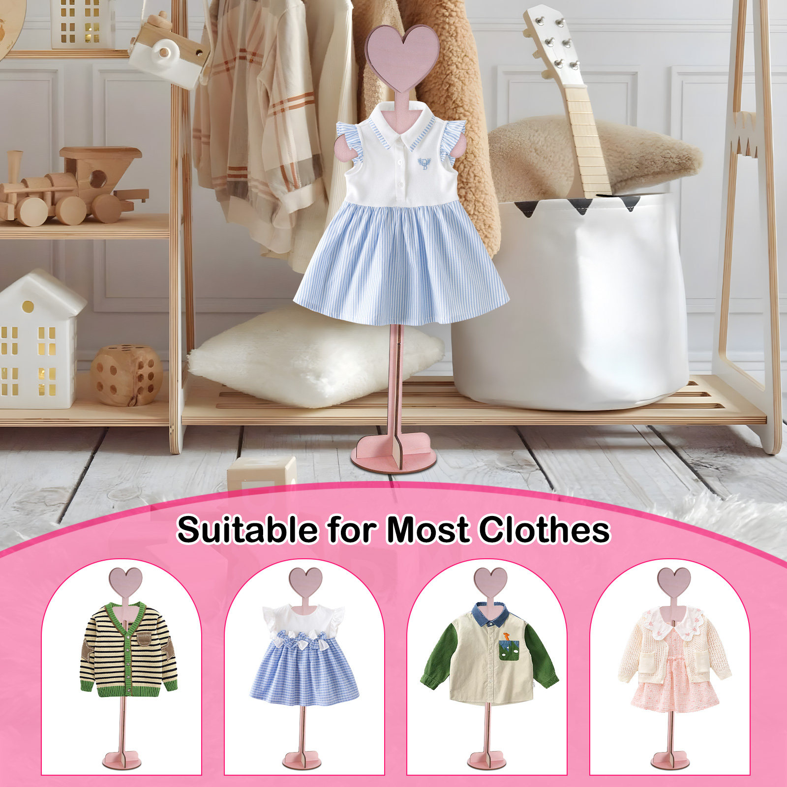 Baby Shop Clothing - Drewniany stojak na ubranka dla niemowląt