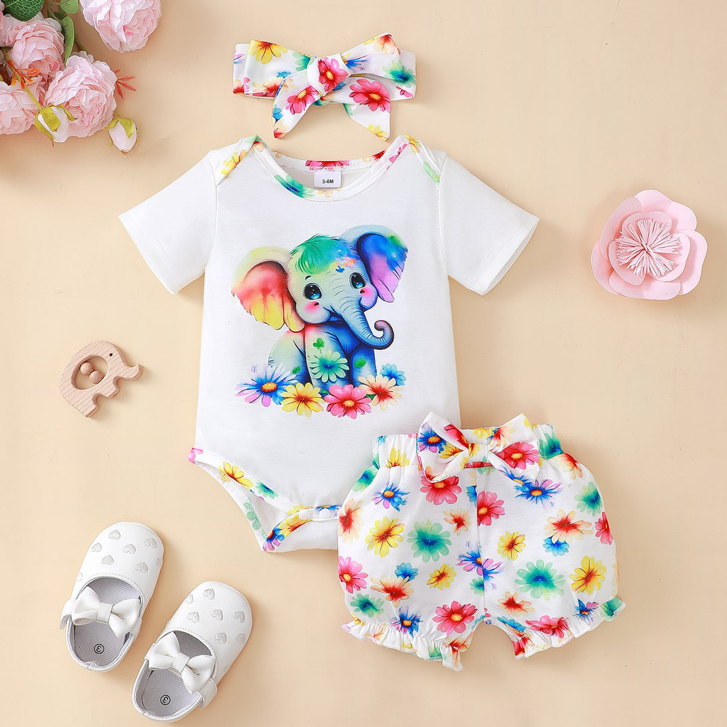 Baby Clothing Elephant - 3 szt. Noworodek zestaw ubranek dla